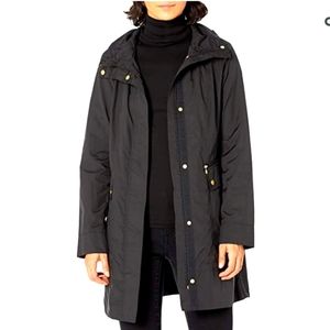 Cole Haan Women's Packable Hooded Rain Jacket with Bow